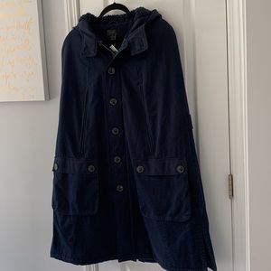 J. Crew Perfect Winter lining cape Navy blue new